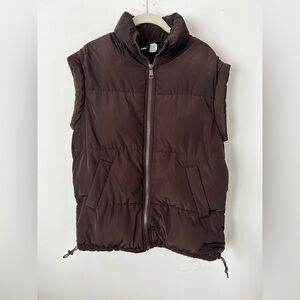 H&M Brown Oversized Puffer Vest